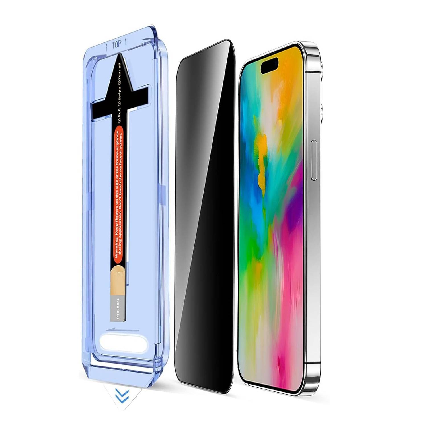 Kopie von 1x Anti-Spy 9H Panzerglas für iPhone 16 Pro Blickschutz MagixBox Staubfreie Installation echtes Tempered Glass Panzerhartglas Schutzglas