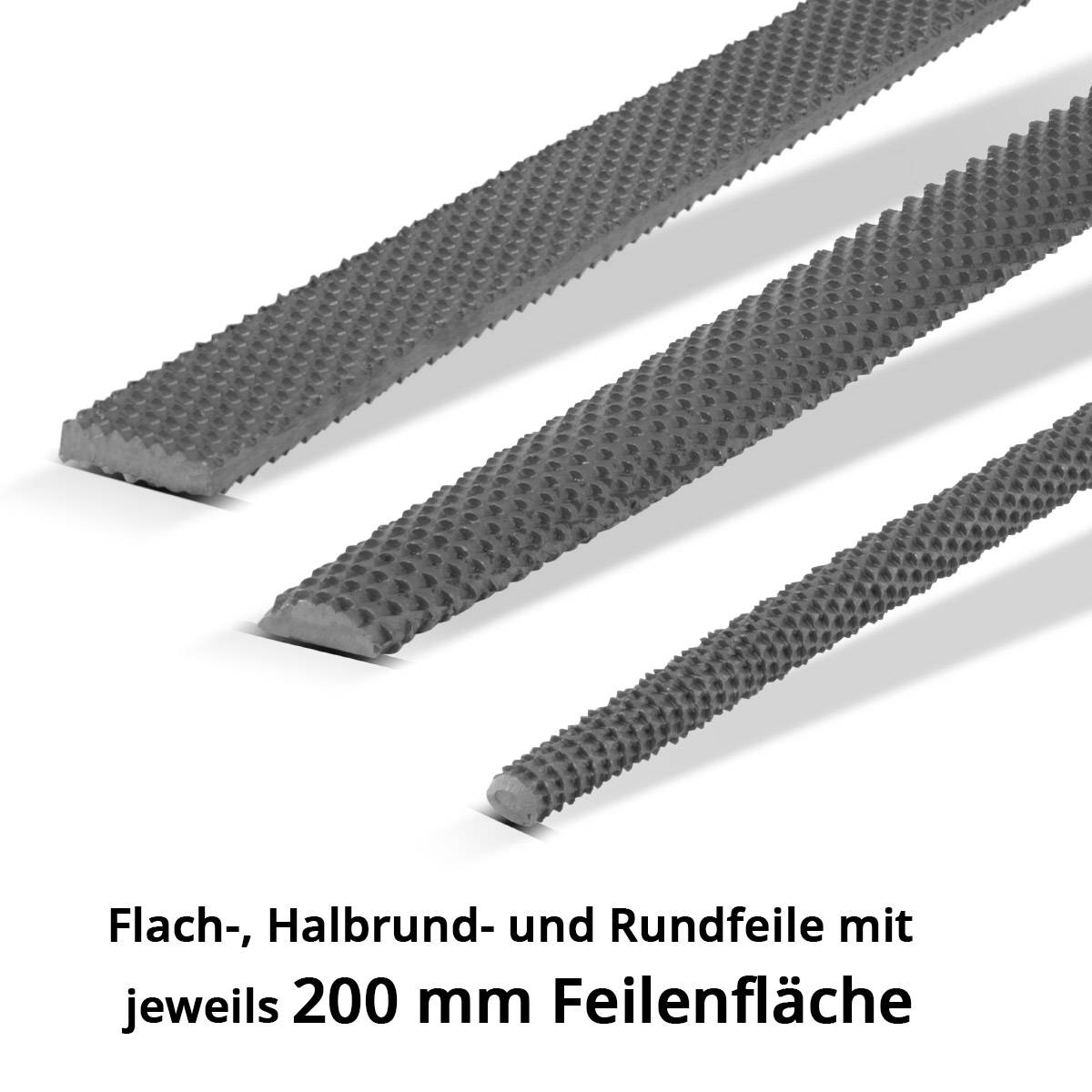 STAHLWERK Raspelfeilen 6er Set 200 mm Rundfeilen, Halbrundfeilen und Flachfeilen