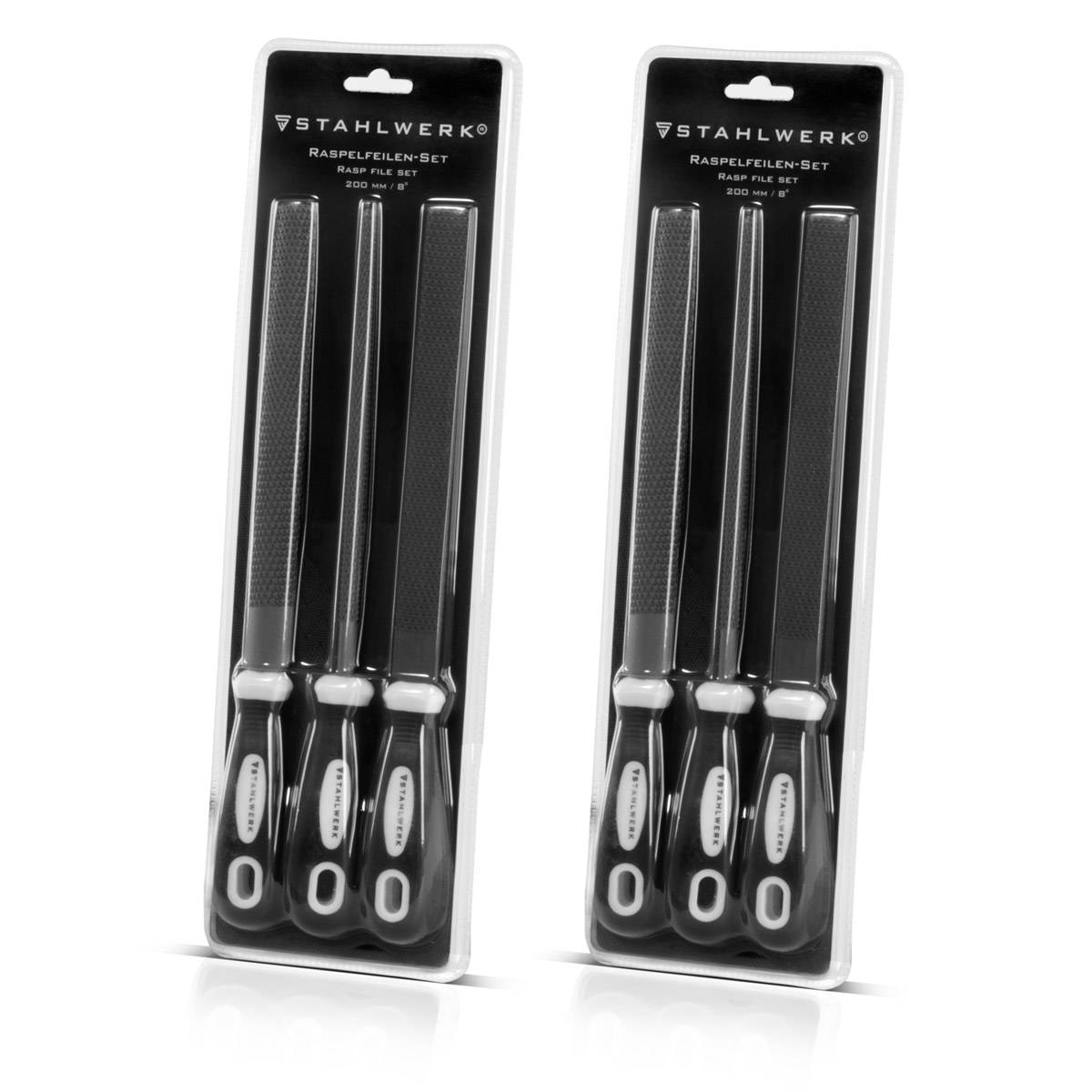 STAHLWERK Raspelfeilen 6er Set 200 mm Rundfeilen, Halbrundfeilen und Flachfeilen
