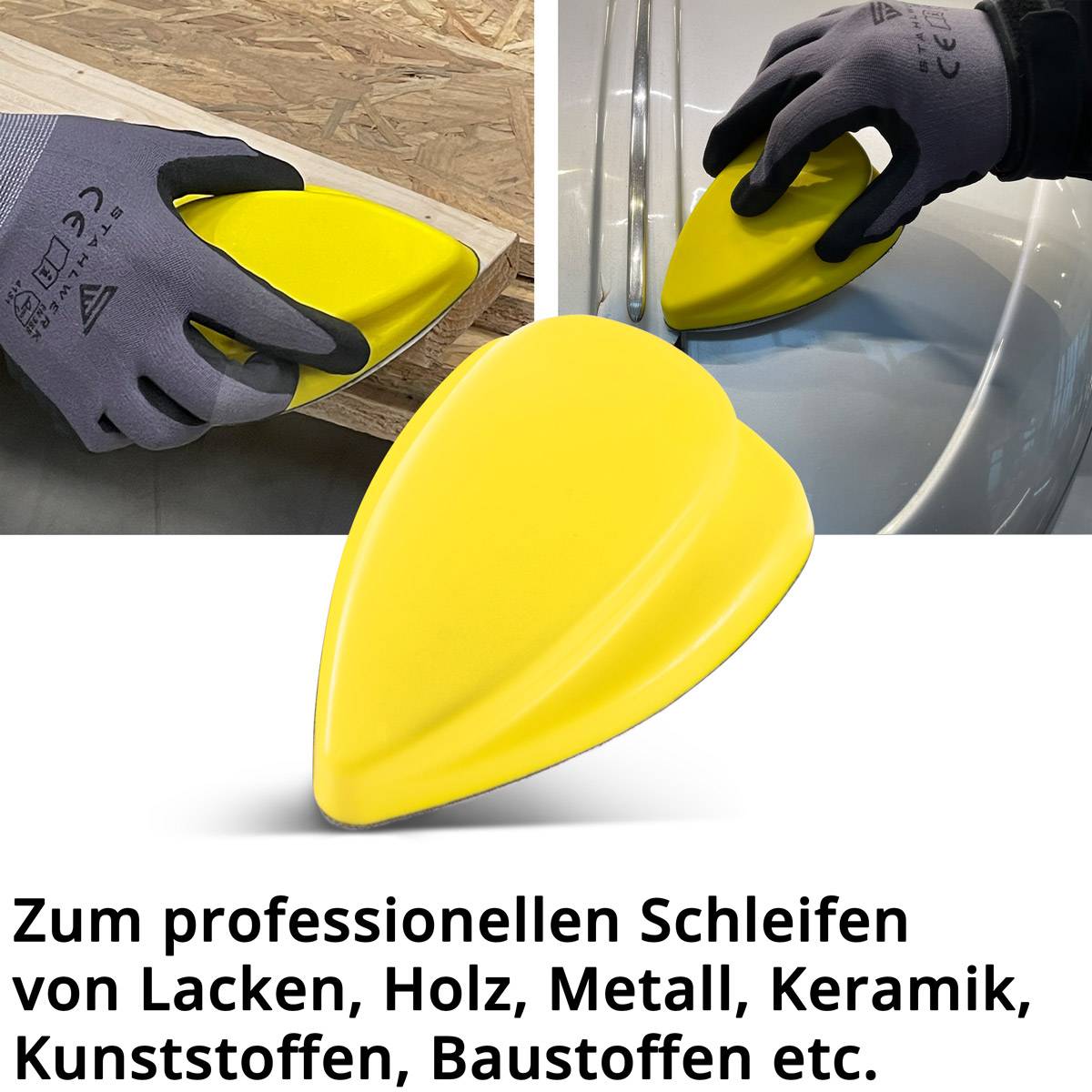 STAHLWERK Handschleifblock aus PU-Schaumstoff mit Klett-Schleifmittel 2er Set
