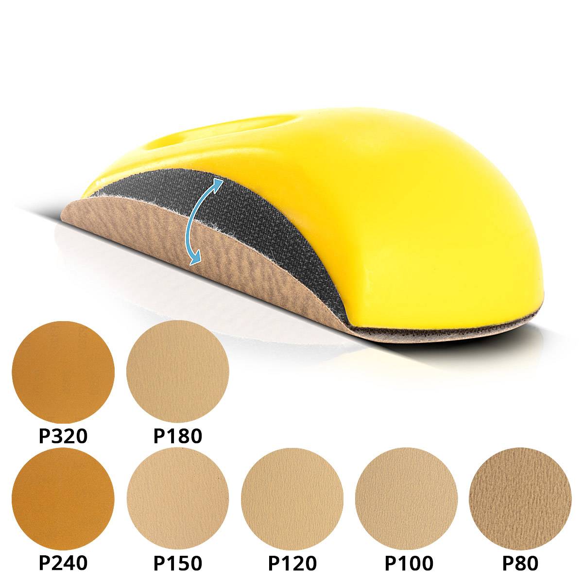 STAHLWERK Handschleifblock 2er Set aus PU-Schaumstoff mit Klett-Schleifmittel