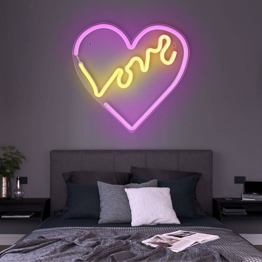 LED Wandleuchte Herzleuchte Wand-Deko Wohnzimmerleuchte Schlafzimmerlampe Dekolampe, Kunststoff klar opal, USB Kabel, 3W, L 35 cm