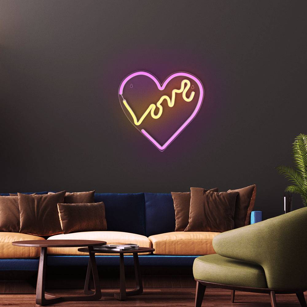 LED Wandleuchte Herzleuchte Wand-Deko Wohnzimmerleuchte Schlafzimmerlampe Dekolampe, Kunststoff klar opal, USB Kabel, 3W, L 35 cm