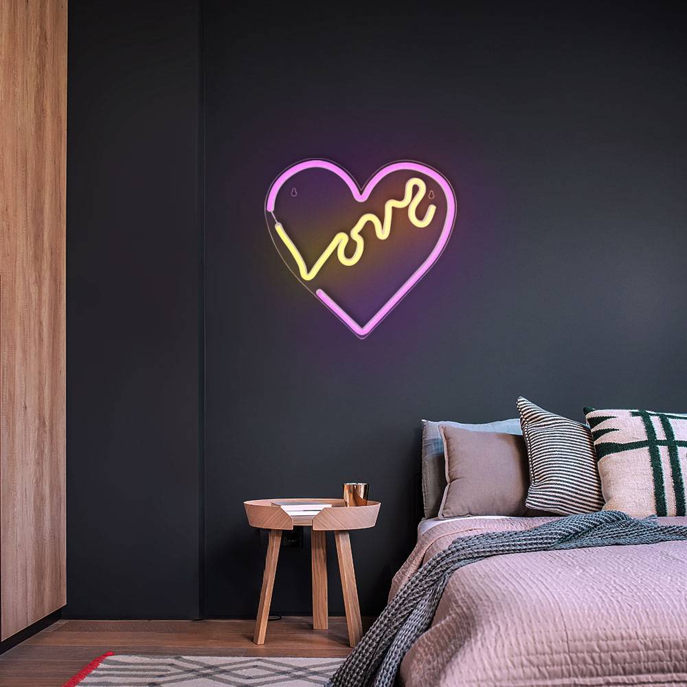 LED Wandleuchte Herzleuchte Wand-Deko Wohnzimmerleuchte Schlafzimmerlampe Dekolampe, Kunststoff klar opal, USB Kabel, 3W, L 35 cm