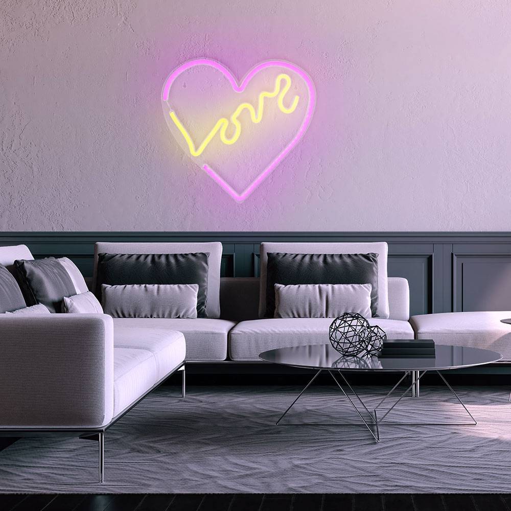 LED Wandleuchte Herzleuchte Wand-Deko Wohnzimmerlampe Schlafzimmerleuchte Dekolampe, Kunststoff klar opal, USB Kabel, 3W, L 35 cm