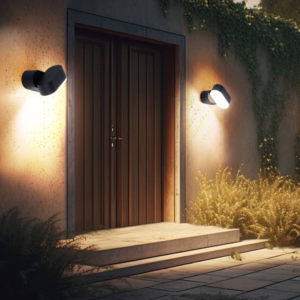 Wandleuchte Aussen Fassadenleuchte Außen LED Wandlampe Garten schwarz verstellbar, Aluminium Kunststoff, 6W 660lm warmweiß, BxH 11x9,6 cm