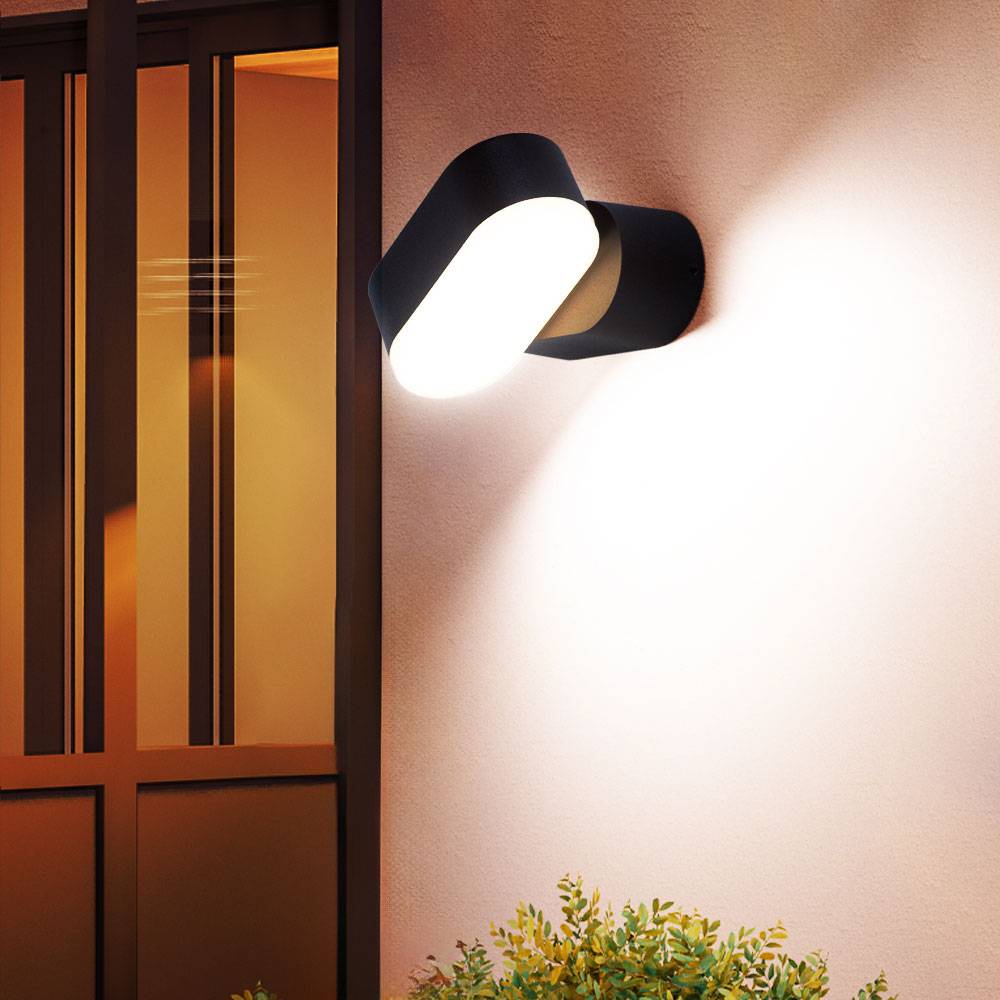 Wandleuchte Aussen Fassadenleuchte Außen LED Wandlampe Garten schwarz verstellbar, Aluminium Kunststoff, 6W 660lm warmweiß, BxH 11x9,6 cm, 4er Set