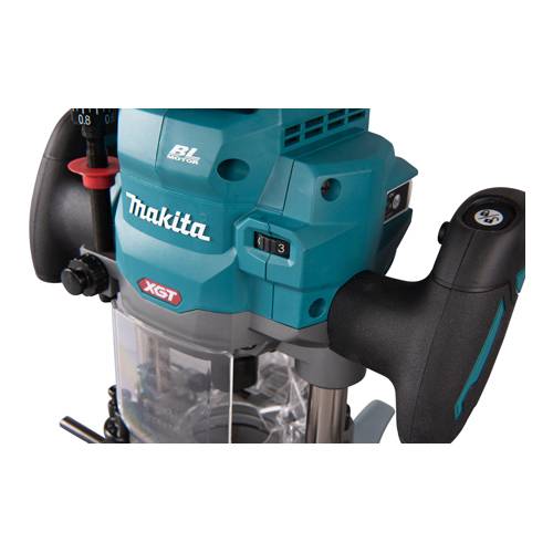 MAKITA RP001GZ - Akku-Oberfräse (40V | XGT | Frästiefe max. 60,0mm | Schnellbremse | Doppel-LED | inkl. Zubehör)