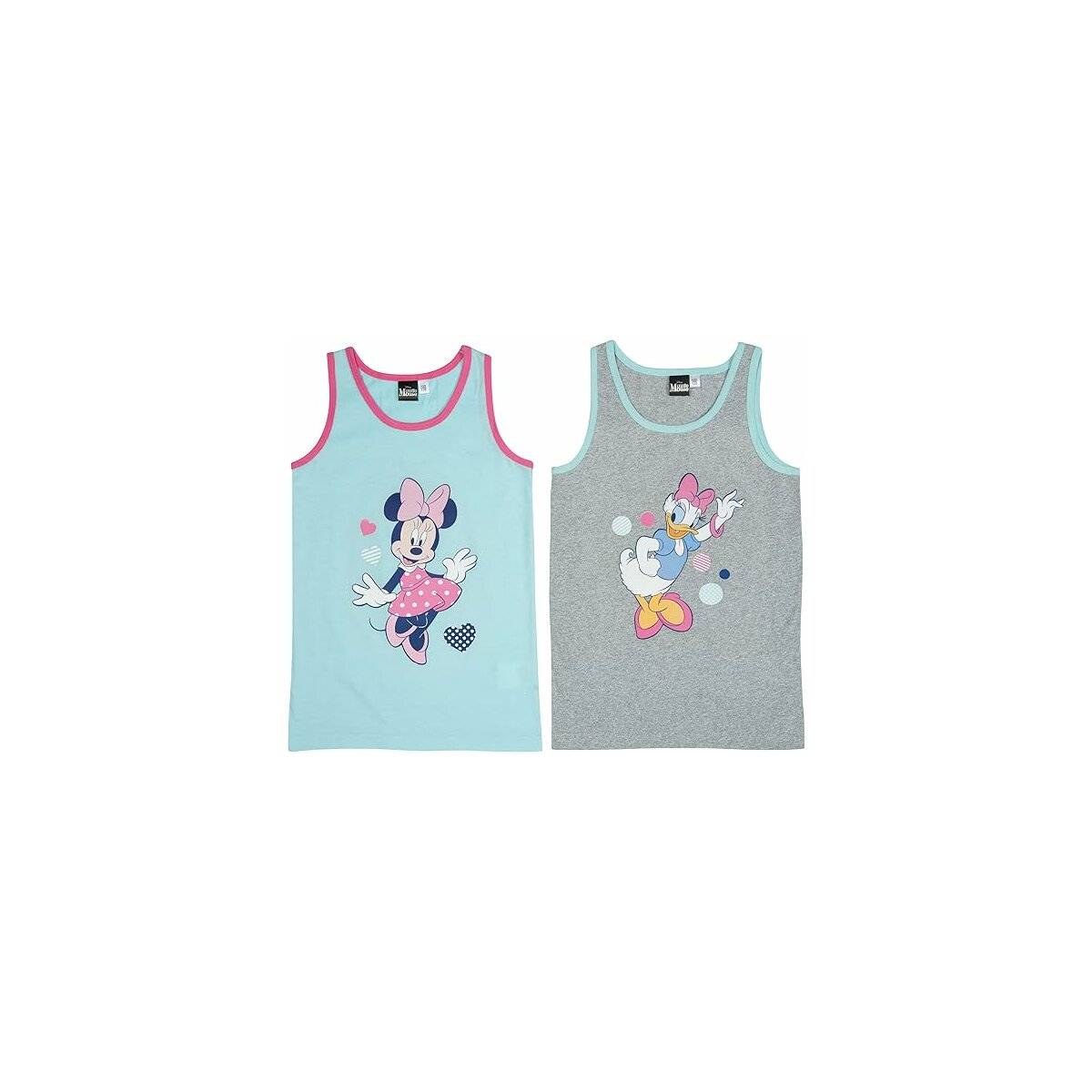 Disney Unterhemd für Mädchen - Minnie & Daisy Kinder Tank Top Hemdchen Blau/Grau 110/116 (2er Pack)