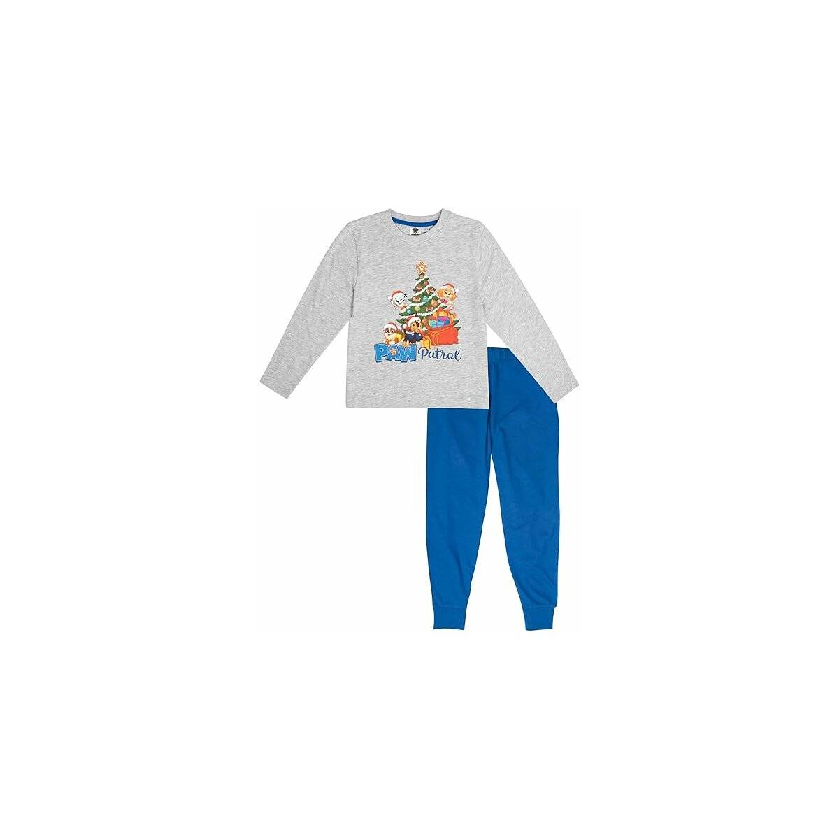 Paw Patrol Schlafanzug für Jungen - Christmas Kinder Winter Pyjama Set Weihnachten Langarm mit Hose Grau/Blau 98/104