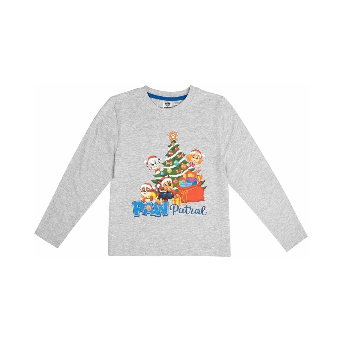 Paw Patrol Schlafanzug für Jungen - Christmas Kinder Winter Pyjama Set Weihnachten Langarm mit Hose Grau/Blau 122/128