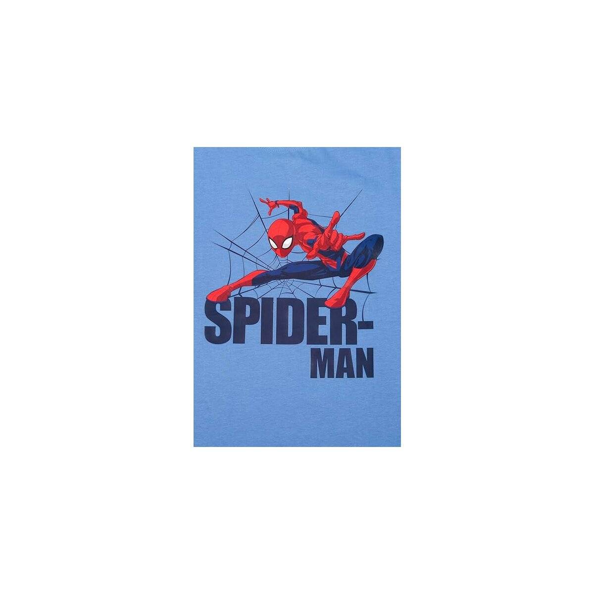 Marvel Spider-Man Schlafanzug für Jungen Kinder Pyjama Set Langarm Oberteil mit Hose Blau/Schwarz 122/128