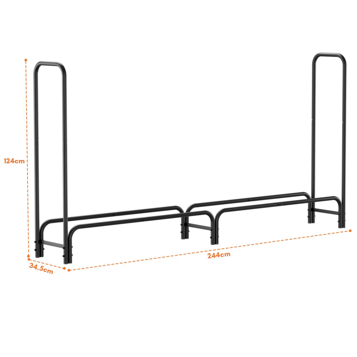 Kaminholzregal 224 x 34.5 x 124 cm Brennholzregal Kaminholzständer Metall Stapelhilfe Mit Schutzplane