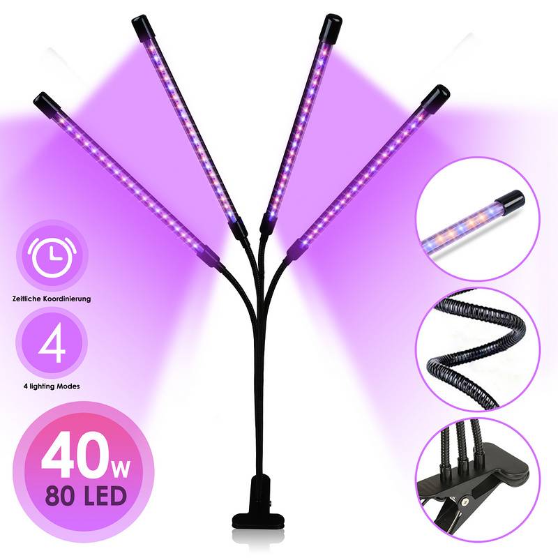 LED Pflanzenlampe 40W Vollspektrum Grow Lampe Zimmerpflanzen Wachstumslampe Pflanzenlicht