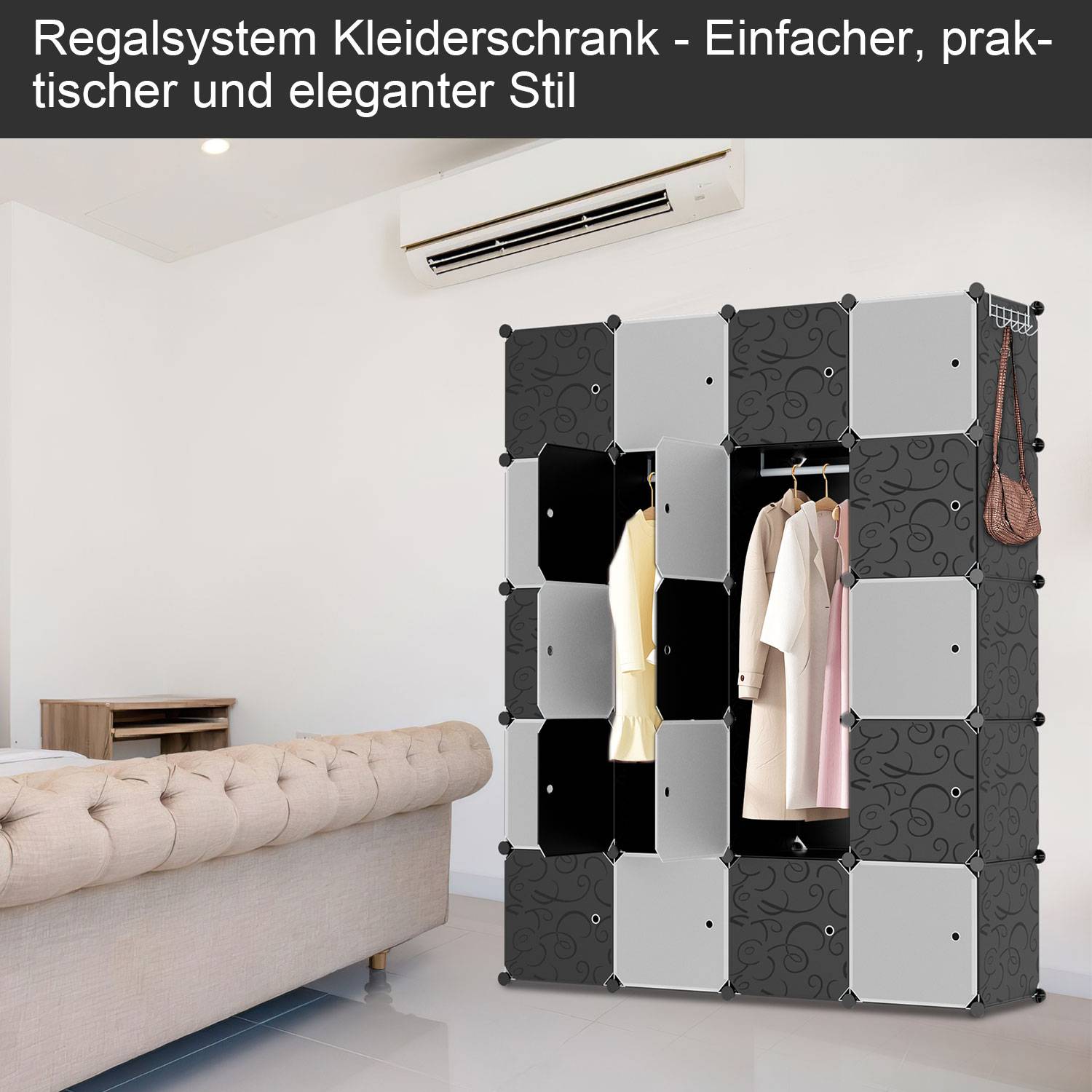 Kleiderschrank DIY 12/13/20 Boxen Regalsystem Kleiderschrank mit Tür Wasser und Staubdicht für Schlafzimmer Badezimmer (20 Boxen)