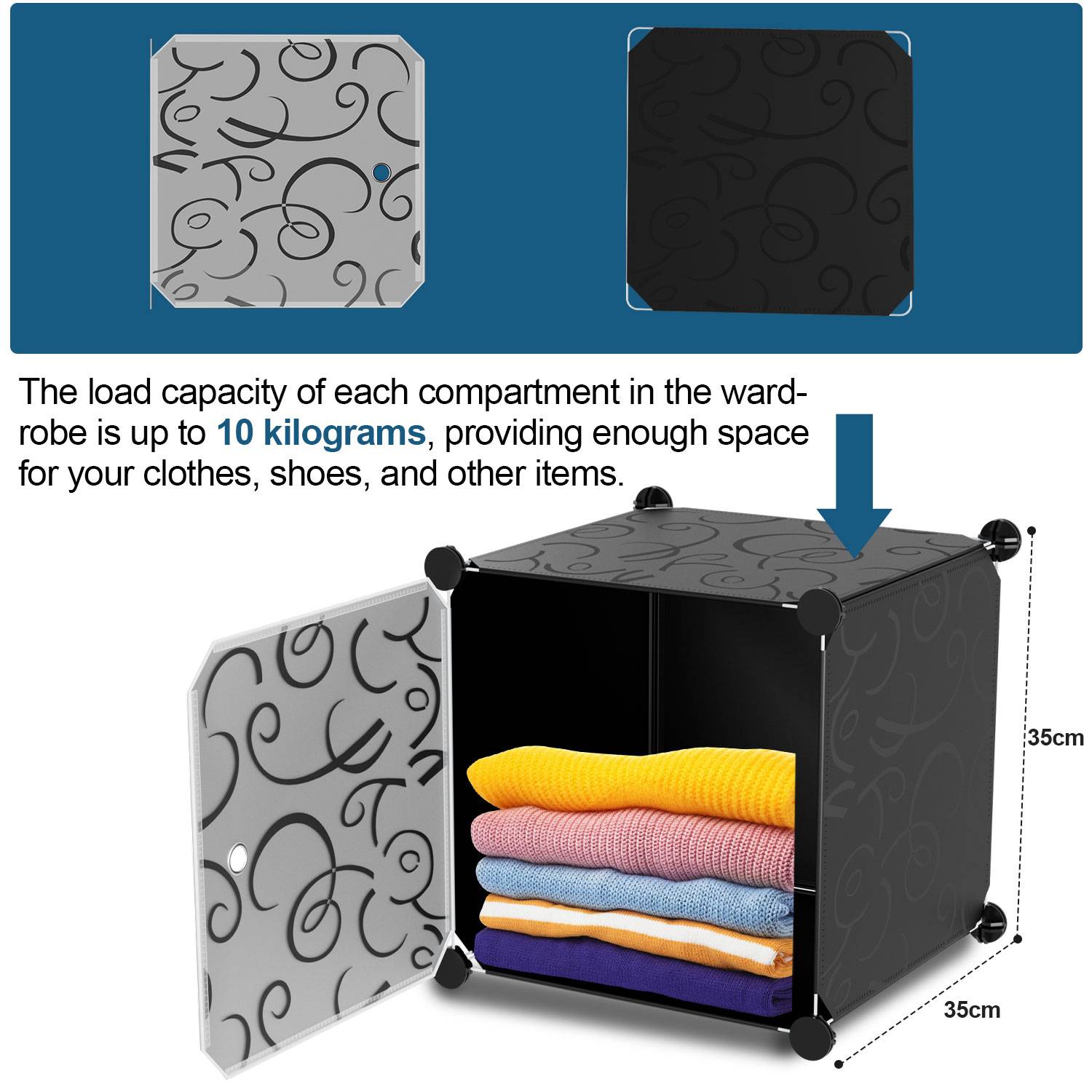 Kleiderschrank DIY 12/13/20 Boxen Regalsystem Kleiderschrank mit Tür Wasser und Staubdicht für Schlafzimmer Badezimmer (20 Boxen)