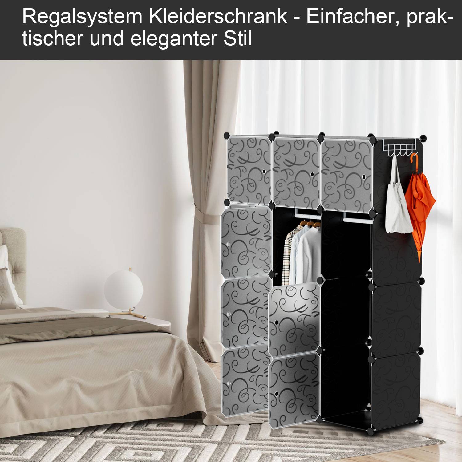 Kleiderschrank DIY 12/13/20 Boxen Regalsystem Kleiderschrank mit Tür Wasser und Staubdicht für Schlafzimmer Badezimmer (12 Boxen)