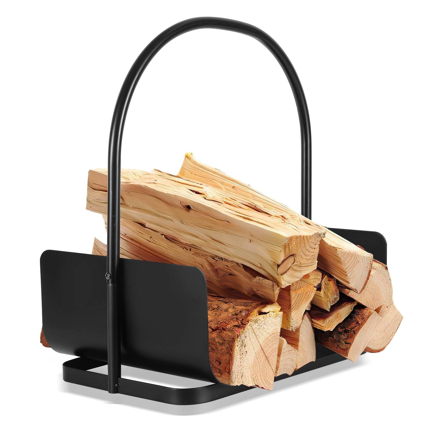 Kaminholzregal 40 x 30 x 46 cm Brennholzregal Kaminholzständer Metall Stapelhilfe mit einem Griff