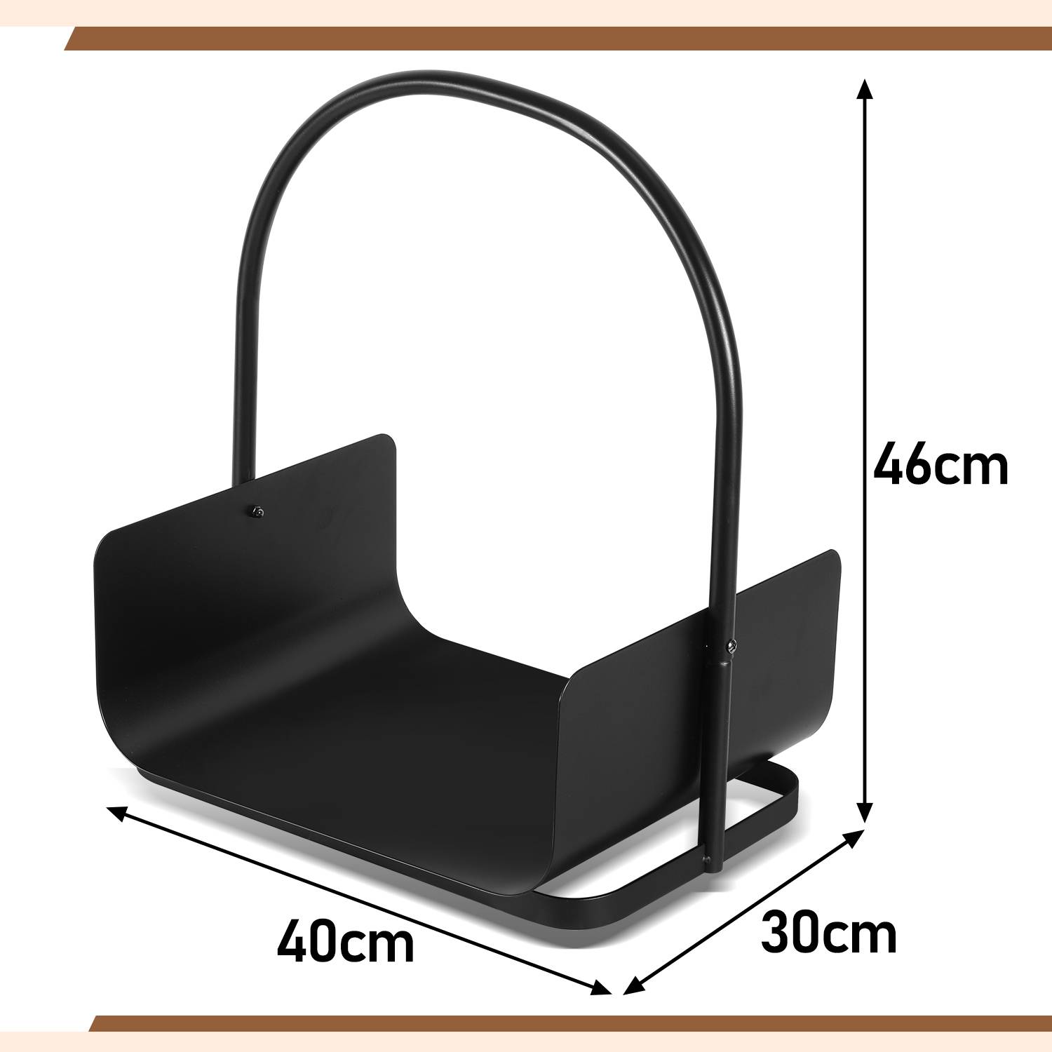 Kaminholzregal 40 x 30 x 46 cm Brennholzregal Kaminholzständer Metall Stapelhilfe mit einem Griff