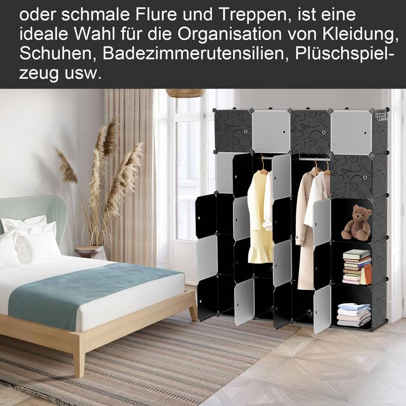 Kleiderschrank DIY Schuhschrank mit Gummihammer Multifunktionsregal 20 Würfel