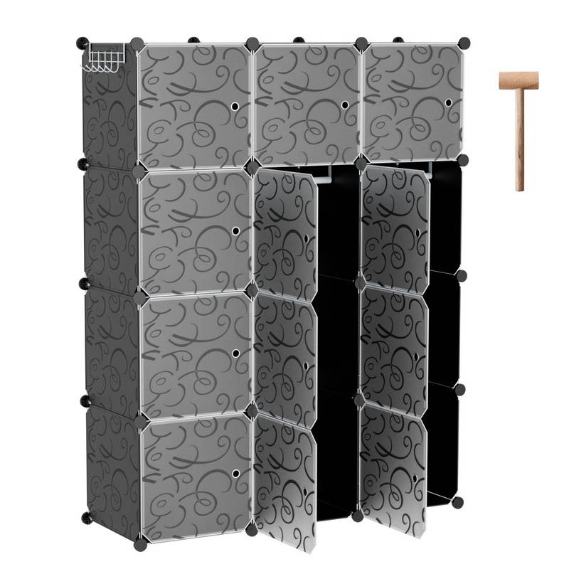 Kleiderschrank DIY Schuhschrank mit Gummihammer Multifunktionsregal 12 Würfel
