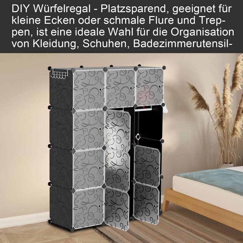 Kleiderschrank DIY Schuhschrank mit Gummihammer Multifunktionsregal 12 Würfel