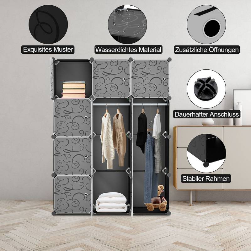 Kleiderschrank DIY Schuhschrank mit Gummihammer Multifunktionsregal 12 Würfel