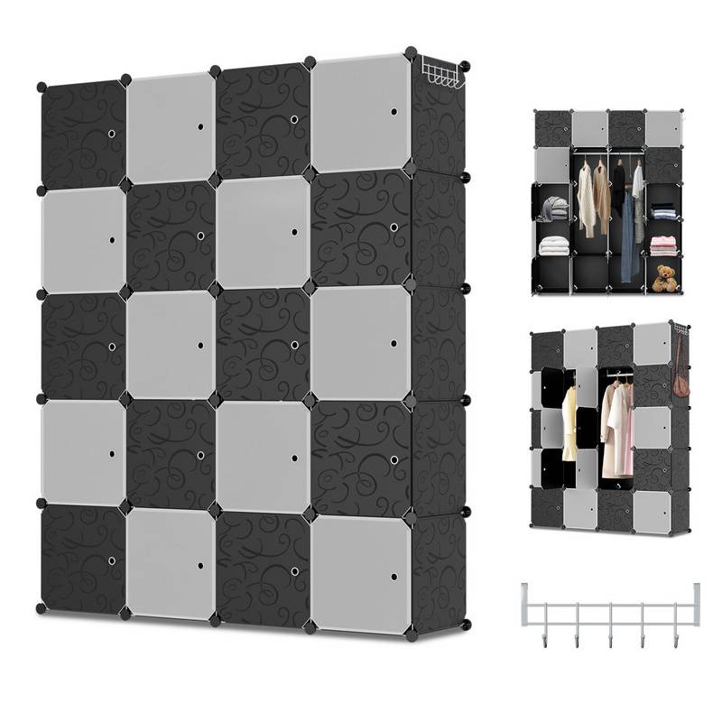 Kleiderschrank DIY Bücherregal Schrank Standregal mit Türen 20 Würfel