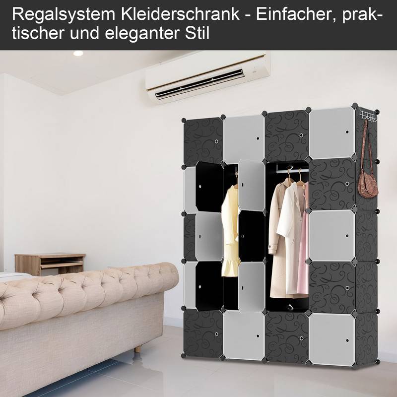 Kleiderschrank DIY Bücherregal Schrank Standregal mit Türen 20 Würfel