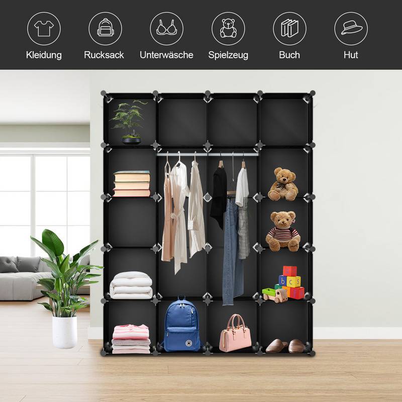 Kleiderschrank DIY Bücherregal Schrank Standregal mit Türen 20 Würfel