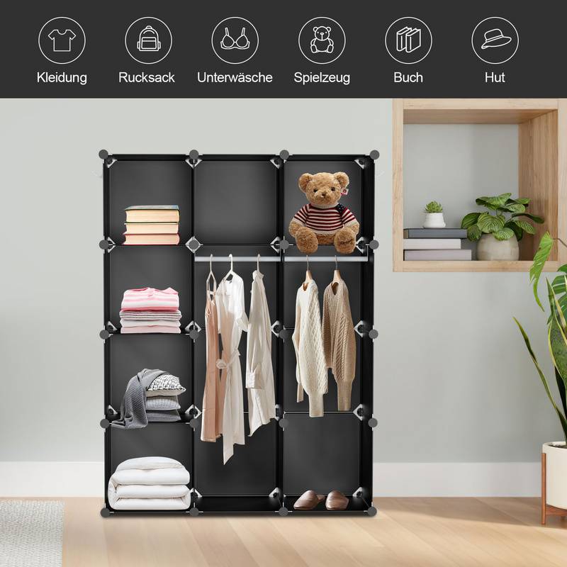 Kleiderschrank DIY Bücherregal Schrank Standregal mit Türen 12 Würfel