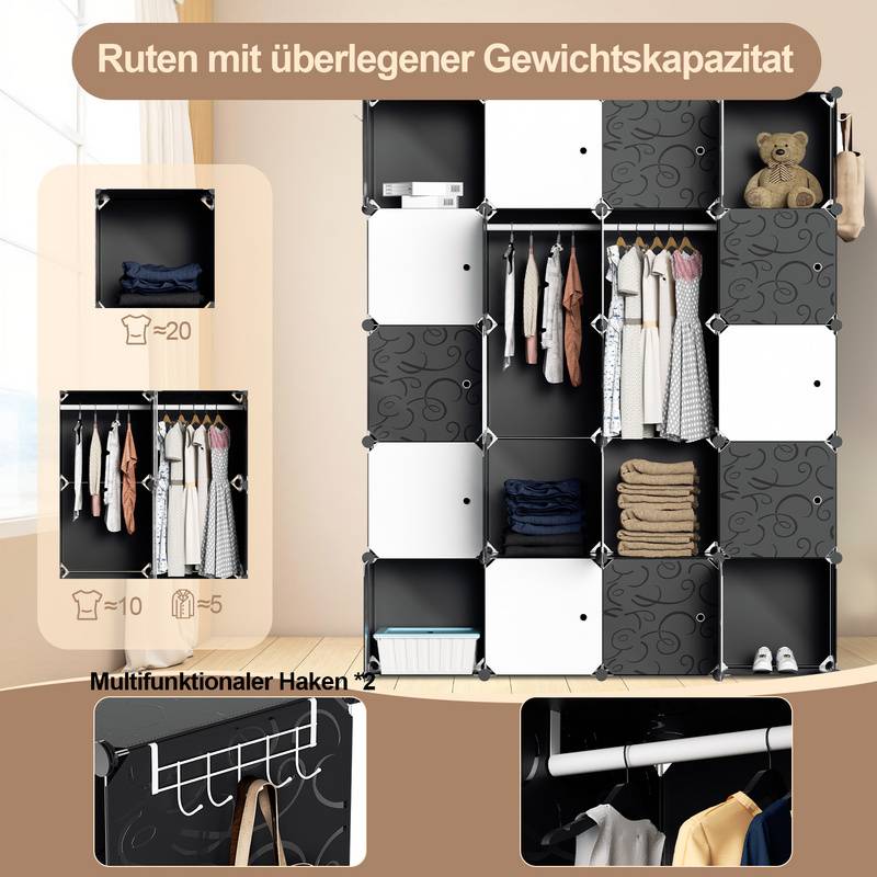 Kleiderschrank DIY Badregal Bücherregal für Miethaus Schuhregal 20 Fächer