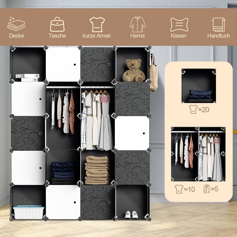 Kleiderschrank DIY Badregal Bücherregal für Miethaus Schuhregal 20 Fächer