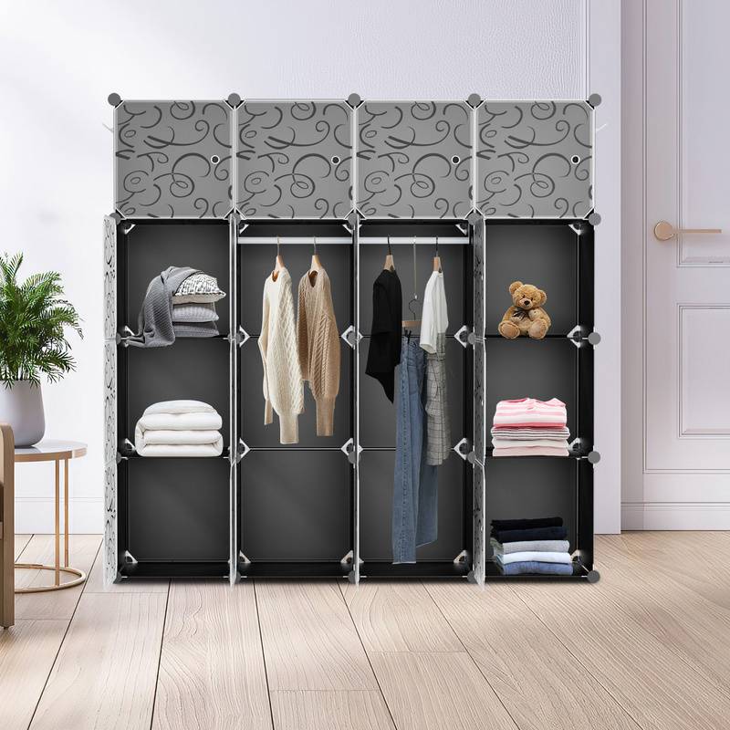 Kleiderschrank DIY Badregal Bücherregal für Miethaus Schuhregal 16 Fächer