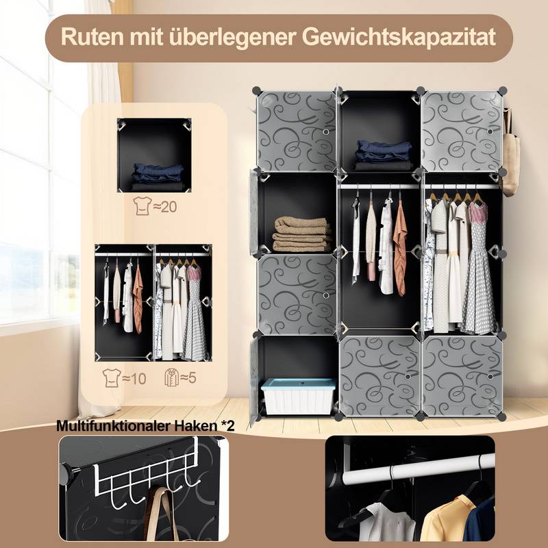 Kleiderschrank DIY Badregal Bücherregal für Miethaus Schuhregal 12 Fächer