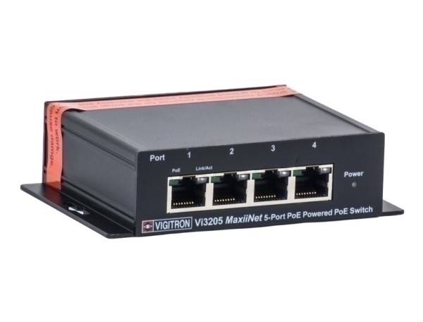 Extender & Switch VI-COAX-3205 Barox, COAX Extender & Switch für Daten und PoE, Tischgehäuse, Switch 4x10/100TX PoE+, U