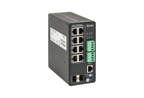 Switch RY-LPITE-802GBTME Barox, Switch für Hutschienenmontage, 1GBit/s, mit Management, statischem Routing und erweiter