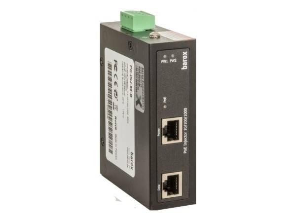 PoE-Injektor PC-INJ-60W Barox, PoE-Injektor für Hutschinenmontage, erweiterter Temperaturbereich, PoE++ 60W, 2x10/100/1