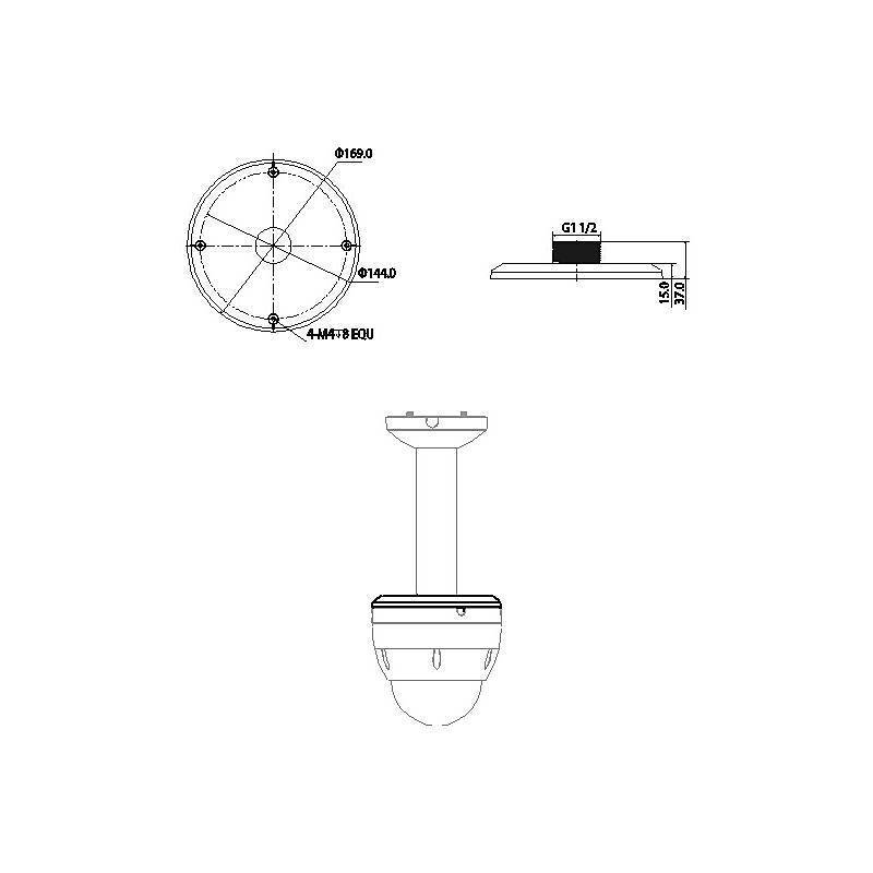 Dahua PFA102 Aufhängeadapter, Zubehörartikel, Adapter | Anwendung: Videoüberwachung | Farbe: Weiß