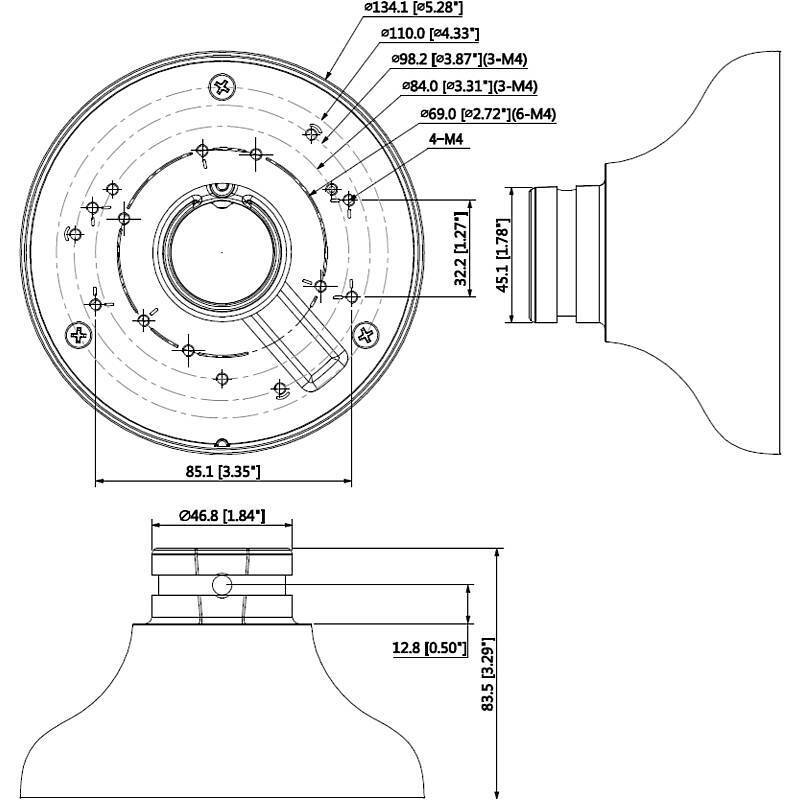 Dahua PFA106 Aufhängeadapter, Zubehörartikel, Adapter | Anwendung: Videoüberwachung | Farbe: Weiß