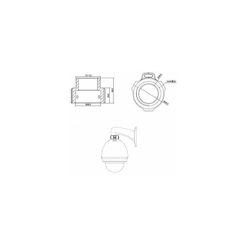 Dahua PFA111 Aufhängeadapter, Zubehörartikel, Adapter | Anwendung: Videoüberwachung | Farbe: Weiß