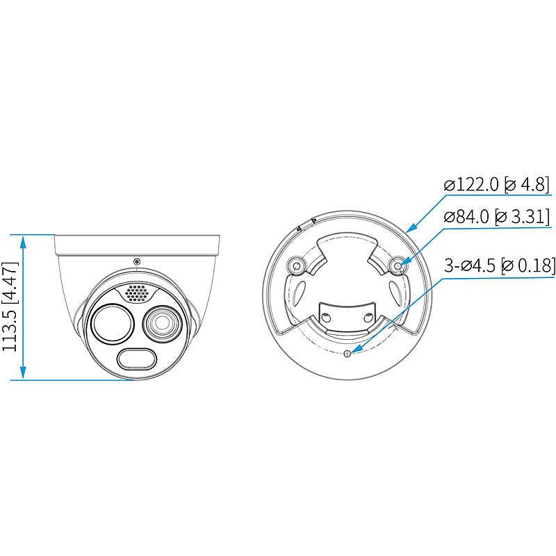 Dahua TPC-DF1241P-D2F2 IP-Thermal Kamera 4MPx T/N, 4 MegapixelThermal Kamera | Blickwinkel:94° (Objektiv-Brennweite 2,0