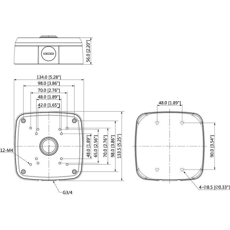 Dahua PFA121-B Anschlussbox, schwarz, Zubehörartikel, Anschlussbox | Anwendung: Videoüberwachung | Farbe: Schwarz
