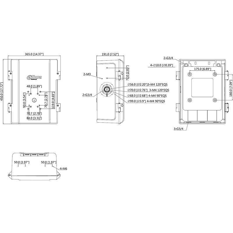 Dahua PFA143 Anschlussbox, Zubehörartikel, Anschlusskasten | Anwendung: Videoüberwachung | Farbe: Weiß