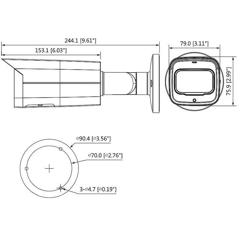 Dahua IPC-HFW5541T-AS-PV-0280B IP-Kamera 5MPx T/N, 5 MegapixelBullet Kamera | Blickwinkel:102° (Objektiv-Brennweite 2,8