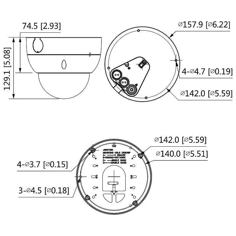 Dahua IPC-HDBW5842H-ZHE IP-Kamera 4K T/N IR PoE, 4K Ultra HDDome Kamera | Blickwinkel:114° - 47° (Objektiv-Brennweite 2