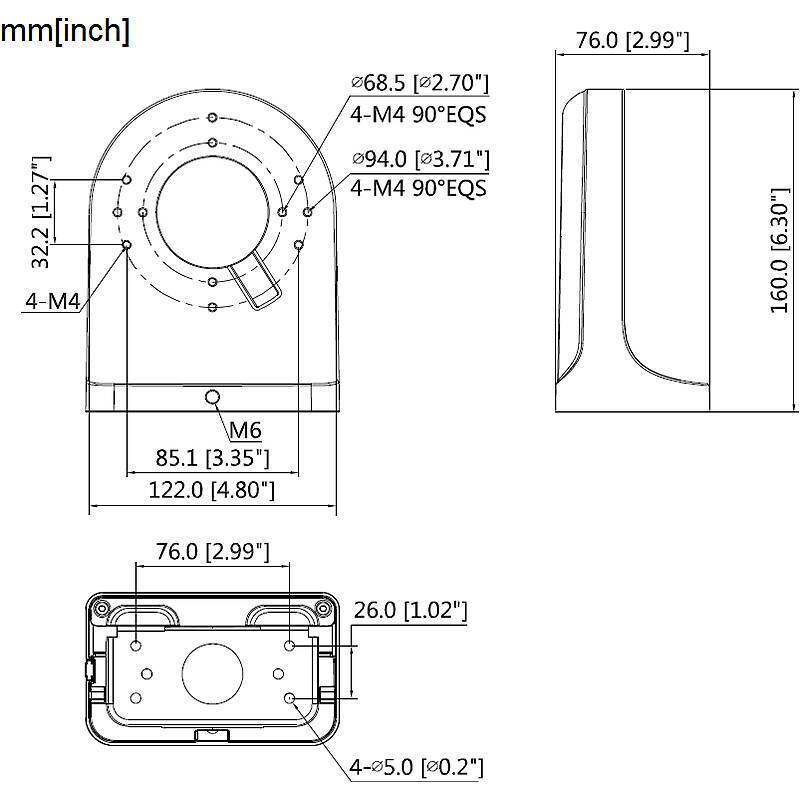 Dahua PFB204W-B Halterung, schwarz, Zubehörartikel, Anschlussbox | Anwendung: Videoüberwachung | Farbe: Schwarz