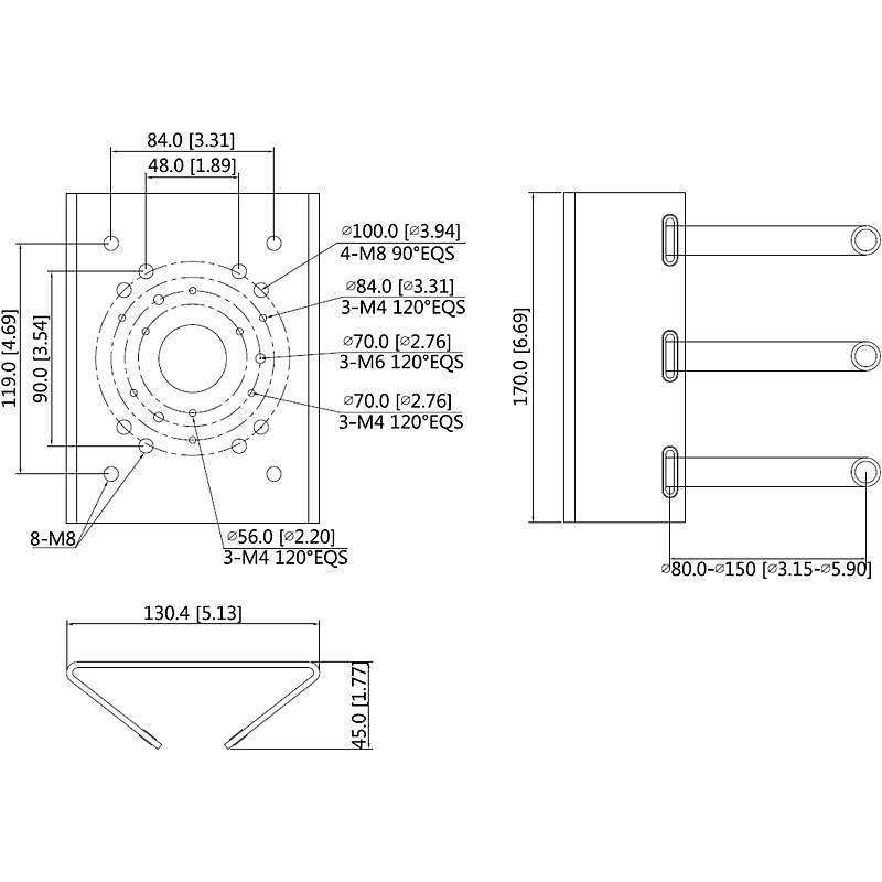 Dahua PFA150-SG Masthalterung, silbergrau, Halterung, Zubehörartikel | Anwendung: Videoüberwachung | Farbe: Silber