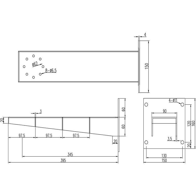 Dahua EXB100 Halterung, Ex-Proof, Halterung, Zubehörartikel | Anwendung: Videoüberwachung | Farbe: Silber