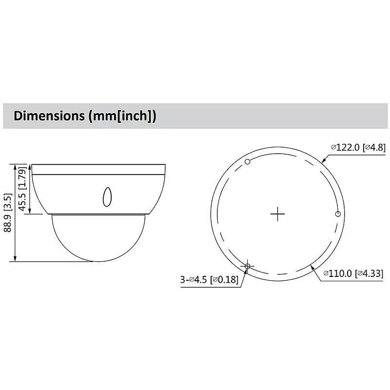 Dahua HAC-HDBW2501RP-Z-POC-S2 HD Kamera 5MP T/N IR, 5 MegapixelDome Kamera | Blickwinkel:113° - 31,4° (Objektiv-Brennwe
